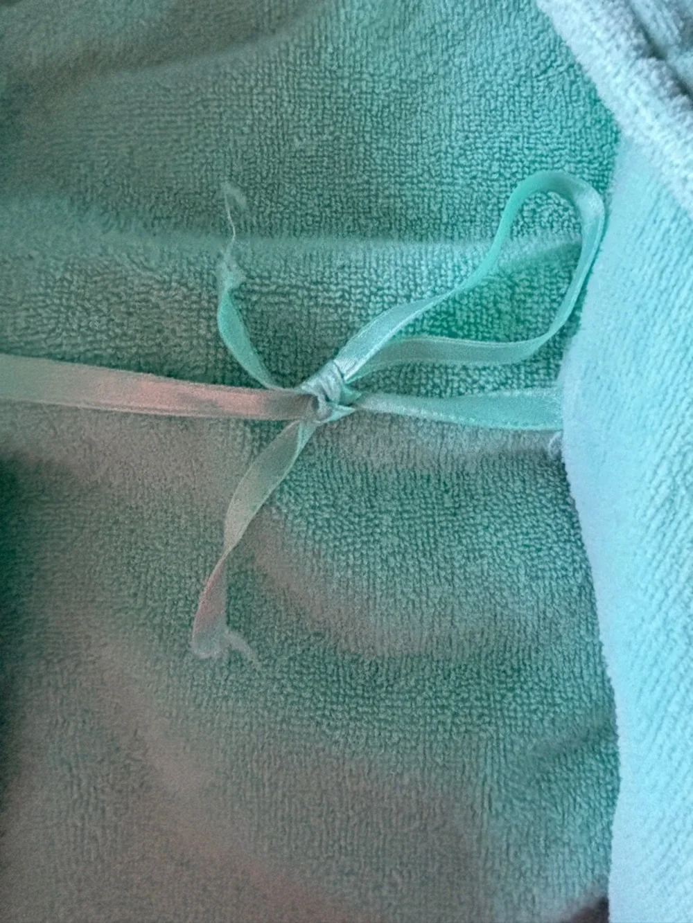 Vintage 90s Perry Ellis Mint Green Plush Bath Robe with Belt